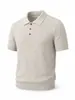 Nuevo Jersey de Punto para Hombre Primavera y Verano con Cuello Polo, Manga Corta y Diseño de Patrón Retorcido, Cómodo, Transpirable y Ligero
