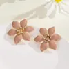 Brincos de Flor com Gotejamento de Óleo Moda Transfronteiriça Europeia e Americana para Mulheres, Elegantes, de Alta Qualidade, Simples, Brincos e Brincos S925 Atacado