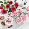 Nova rosa artificial requintada de 6 cabeças para casamento, estúdio de fotografia, decoração de hotel, arranjo floral, flor artificial para mesa de cabeceira do quarto