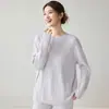 Suéter de Punto de Cachemira con Temperamento de Lujo Ligero para Mujer, Holgado, Cuello Redondo, Nuevo Estilo 2026, Color Sólido, Tejido Cálido