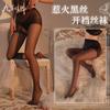 Jiuli Qingchuan Medias Negras de Entrepierna Abierta Tubo Largo Rasgables Sexy Transparentes Una Pieza Estilo Ins Juguete Sexual para Adultos
