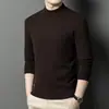 Suéter de Color Sólido de Lujo Ligero con Cuello Medio Alto para Hombre Otoño Invierno Suave Pegajoso Amigable con la Piel Cálido Capa Base Ropa de Punto Informal