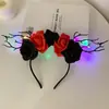 Diadema de Halloween Divertida para Fotos de Eventos Disfraz Accesorios de Cosplay Diadema de Flor Luminosa Pin Lateral Joyería para la Cabeza
