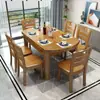 Mesa de comedor de madera maciza para el hogar, mesa de comedor cuadrada y redonda de doble uso, mesa de comedor plegable, mesa de comedor pequeña para el hogar y combinación de sillas