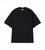Camiseta Unisex de Hilo Doble 32S 240g Marca de Moda Hombro Caído Cuello Redondo Manga Corta Versátil con Texto Estampado y Bordado Estilo Casual Holgado