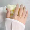 Anillo Abierto de Lujo Ligero Estilo Japonés con Diamantes de Estrella para Mujer Personalizado Celebridad de Internet Propuesta Apertura Cadena Doble Meteoro Anillo para el Dedo