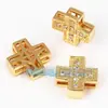 Acessórios DIY contas de cruz micro banhadas a ouro cobre puro banhado a ouro/ouro branco/ouro rosa 12mm