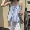 Top de tirantes tipo camisola de verano coreano ins con escote en V, fruncido y cordón, ropa de mujer estilo coreano, nuevo modelo 2026