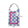 Bolsa de Tejido de Punto de Color Contrastante para Coche, Bolso Tejido con Colgante de Oso, Estilo Ins, Bolsa de Almacenamiento para Escritorio