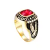 Anillo de aleación europeo y americano Jianjie Anillo de águila retro de soldado americano incrustado con esmeralda roja azul negra salida de fábrica