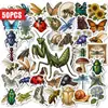 Compra directa transfronteriza de 50 pegatinas realistas de insectos y del bosque para decoración DIY de maletas y cuadernos, pegatinas de PP impermeables
