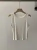 Omalai Estilo Puro Desejo Garota Quente Primavera/Verão Novo Gola Redonda Sem Mangas Costurado Algodão Regata para Mulheres 6141