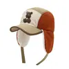 Chapéus de outono e inverno para crianças, tecido de secagem rápida, design de urso 3D, proteção quente para as orelhas, chapéu Lei Feng, boné de beisebol para alunos do ensino fundamental