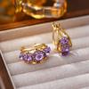 Super Flash Roxo Cristal Luxo Fivela de Orelha Feminino Vintage Hollow Hong Kong Estilo Celebridade Brincos Personalidade Elegante Brincos de Alta Qualidade