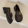 Mocassins Femininos 2023 Estilo Britânico Couro Genuíno Macio Sapatos Femininos da Moda Primavera e Outono Solado Grosso Retrô Slip-On Sapatos de Couro com Solado Grosso para Aumento de Altura