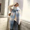 Novo Cachecol Xadrez Quente de Outono e Inverno com Contraste Grande Xale com Franjas Longo Macio Ceroso Cachecol de Imitação de Cashmere para Homens e Mulheres Casal