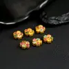Prata 925 banhada a ouro corpo inteiro turmalina trevo de quatro folhas joias DIY estilo retro nova tendência nacional chinesa acessórios de joias de prata feitos à mão