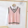 Colete infantil para jardim de infância colete de suéter para meninos uniforme escolar de estudante colete de algodão britânico colete de tricô para meninas
