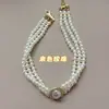 Collar de Perlas Multicapa Joyería para Mujer Collar de Cadena Ovalada de Lana Incrustado de Diamantes Vestido Cadena Clavícula Lujo Ligero Estilo Hepburn Vintage