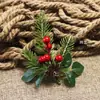 Planta Artificial de Folha de Pinheiro Acessórios de Frutas Vermelhas Decoração de Natal Caixa de Presente Decorações de Árvore de Natal Pinheiro de Natal Pequeno com Frutas Vermelhas