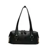 Viaje Retro Color Sólido 2026 PU Nuevo Estilo Textura Remaches Cuero Encerado Almohada Aprox.. Tamaño Bolso de Hombro Único para Axila Mujer