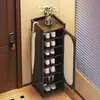 Zapatero plegable para uso doméstico, zapatero simple multifuncional de varias capas para dormitorio y vivienda de alquiler, mueble de almacenamiento para recibidor contra la pared