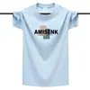 Nueva camiseta de manga corta y cuello redondo de algodón suelta para hombre, moda casual de verano, talla grande, manga media, camiseta juvenil al por mayor