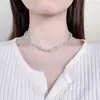 Colar Quadrado de Pedra Olho de Gato Azul Marinho Fresco e Doce para Mulheres Exquisito Colar de Contas de Vidro Transparente Pulseira Coleção de Contas
