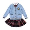 Uniforme de escola primária outono conjunto de cardigã de algodão suéter infantil jardim de infância Roupa de jardim outono camisa saia três peças