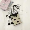 2026 Bolso Cruzado Nuevo de Lino con Contraste de Lunares, Bolso Cuadrado Pequeño, Bolso Cubo de Patchwork de un Solo Hombro, Bolso para Teléfono de Axila