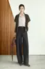 Pantalones de traje para mujer color caqui de cintura alta 2026 con corte curvo, Pantalones casuales de pierna recta drapeados de cintura estrecha y pierna ancha, Pantalones de corte curvo para mujer