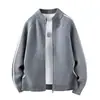 Chaqueta Cardigan para Hombre Estilo Nuevo Primavera y Otoño Cuello Alto Cremallera Holgada Ropa Exterior Suéter de Punto Suéter de Punto para Hombre