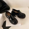 Zapatos Pequeños de Cuero Estilo Británico para Mujer con Plataforma Gruesa Tacón Grueso Alto Zapatos Individuales Nuevos Primavera Otoño Invierno 2024 Combinan con Todo Negro