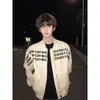 Nueva Chaqueta de Béisbol Corta Estilo Americano con Estampado de Letras para Hombre, Silueta Primavera y Otoño con Hombreras, Estilo Hip-Hop, Chaqueta de Piloto Genial