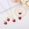 Colar Pulseira Brincos Joias Borboleta Novo Clássico Tendência Versátil Esmalte Multicolor Joias com Diamante