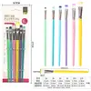 Set de Pinceles de Colores de 6 Piezas para Estudiantes de Arte, Especializado para Pintura Gouache, Acuarela, Acrílico y Óleo, Incluye Pinceles Planos y Pinceles de Punta Fina