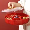 Mesa de centro para sala de estar, caixa de doces simples com tampa, à prova de poeira, compartimento multicamadas para frutas secas, armazenamento doméstico, travessa de frutas para casamento