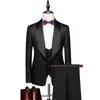 Traje para Hombre Transfronterizo Traje Ajustado Novio Boda Vestido de Noche Solapa Chal Boda Anfitrión Traje de Tres Piezas