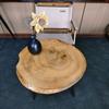 Mesa de Té Pequeña de Madera de Alcanfor, Mesa Pequeña de Madera Maciza con Anillos de Crecimiento, Mesa de Café para Sala de Estar, Mesa de Café para Casa de Huéspedes de Ocio, Mesa de Té para Oficina