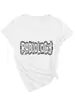 Camiseta Estampada de Manga Corta con Cuello en V Estilo Americano Talla Grande 100kg para Mujer, Camiseta Básica de Verano, Corte Holgado, Top que Cubre el Vientre, Moderna