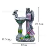 Enfeites de Anjo Coloridos Estátua de Jardim de Resina Solar Luz de Jardim Artesanato de Resina para Exterior Enfeites de Anjo