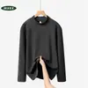 Camiseta Base Gruesa de Manga Larga con Cuello Alto Medio para Mujer 2026, Otoño/Invierno Ajustada Simple de Moda DeRong Versátil