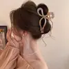 Pinza de Presión con Lazo de Cinta Perlado para Mujeres, Pinza de Tiburón Grande de Alta Gama, Nuevo Clip para el Cabello en la Parte Posterior de la Cabeza 2025, Accesorio para el Cabello