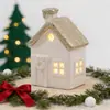 Venda Quente Transfronteiriça Ouro Champagne Glitter Decorações de Casa de Natal Recorte Casa de Natal de Cerâmica Enfeites Luminosos de LED