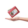 Portatarjetas de piel sintética con textura de lichi transfronterizo con ventana transparente cinco ranuras para tarjetas gran capacidad para mujer estilo Ins cuero de alta gama