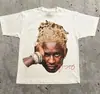 Camiseta Unisex de Manga Corta con Estampado de Patrón de Cabeza Grande de Moda de Elementos Callejeros de Verano 2024 Moda Gótica