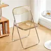 Silla transparente de moda para fotografía, silla plegable, silla simple con respaldo acrílico, silla de comedor, engrosada