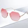 Nova moda personalizada óculos de sol de metal high-end poligonal duplo feixe meio quadro óculos de sol anti-ultravioleta high-end sentido