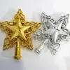 Nuevo adorno de estrella para la punta del árbol de Navidad tridimensional hueco decoración navideña decoración de corona de árbol accesorio de pentagrama de plástico