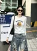 Camiseta de Algodão com Fio Guangzhou Shisanxing para Mulheres, 220g, Direto da Fábrica, Manga Curta Slim-Fit, Fornecimento Exclusivo Segunda Etapa de Verão